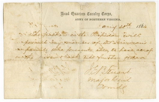 1864 Civil War General Jeb Stuart Signed Document (1/30/1864) (University Archives LOA)